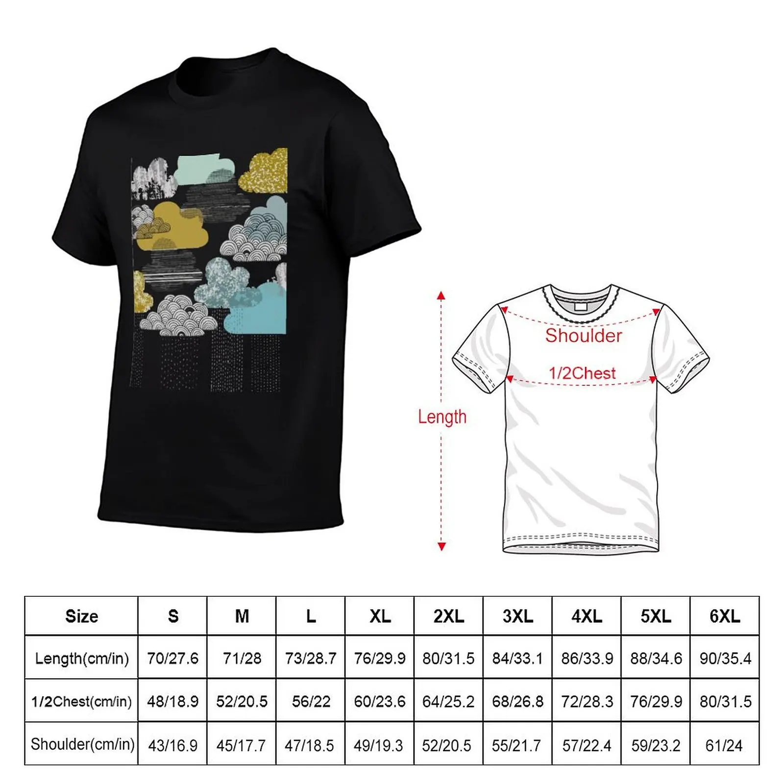 Sketchy Clouds T-Shirt oversized Blouse anime stuff mens t shirt image 2