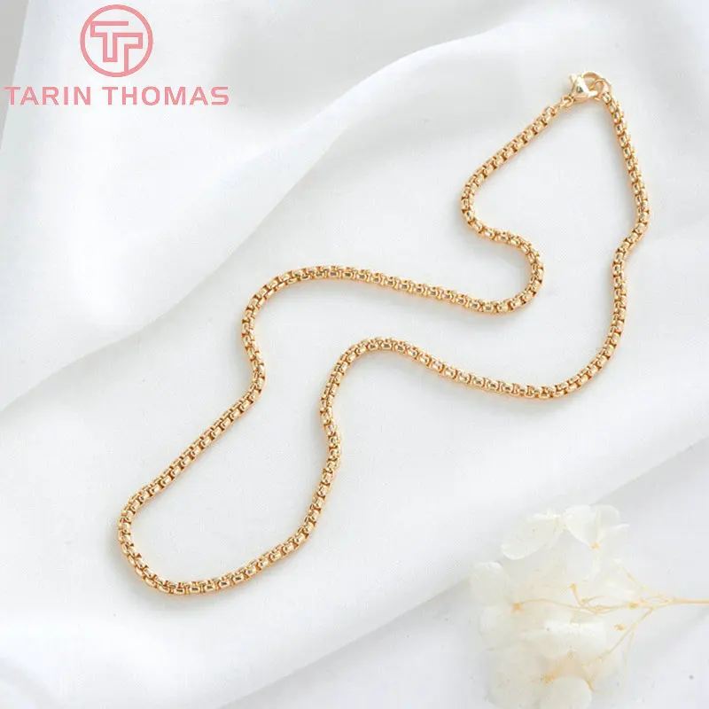 

(6448) 1 Piece Length 44CM 24K Gold Color Brass Finished Chains Necklace Chains High Quality Jewelry Accessories Wholesale