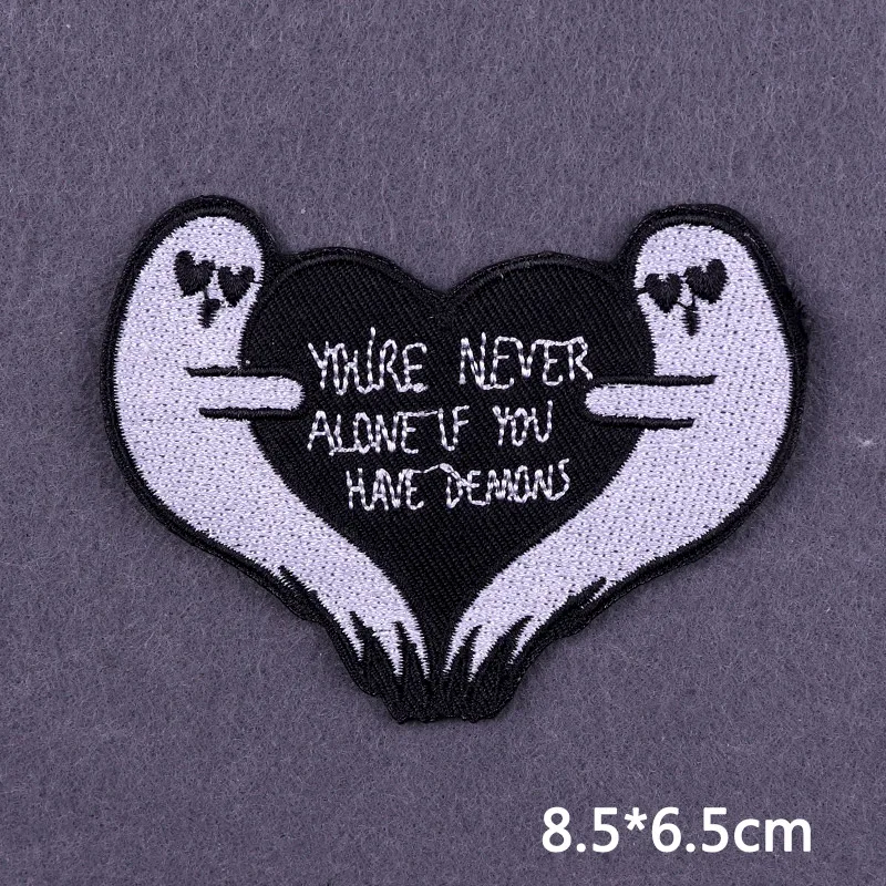 Flamme Schädel Patch Kleidung Punk Bestickt Patches Für Kleidung Eisen Auf Patch Auf Kleidung Thermoadhesive Patches Jacke Abzeichen DIY – Detail 26