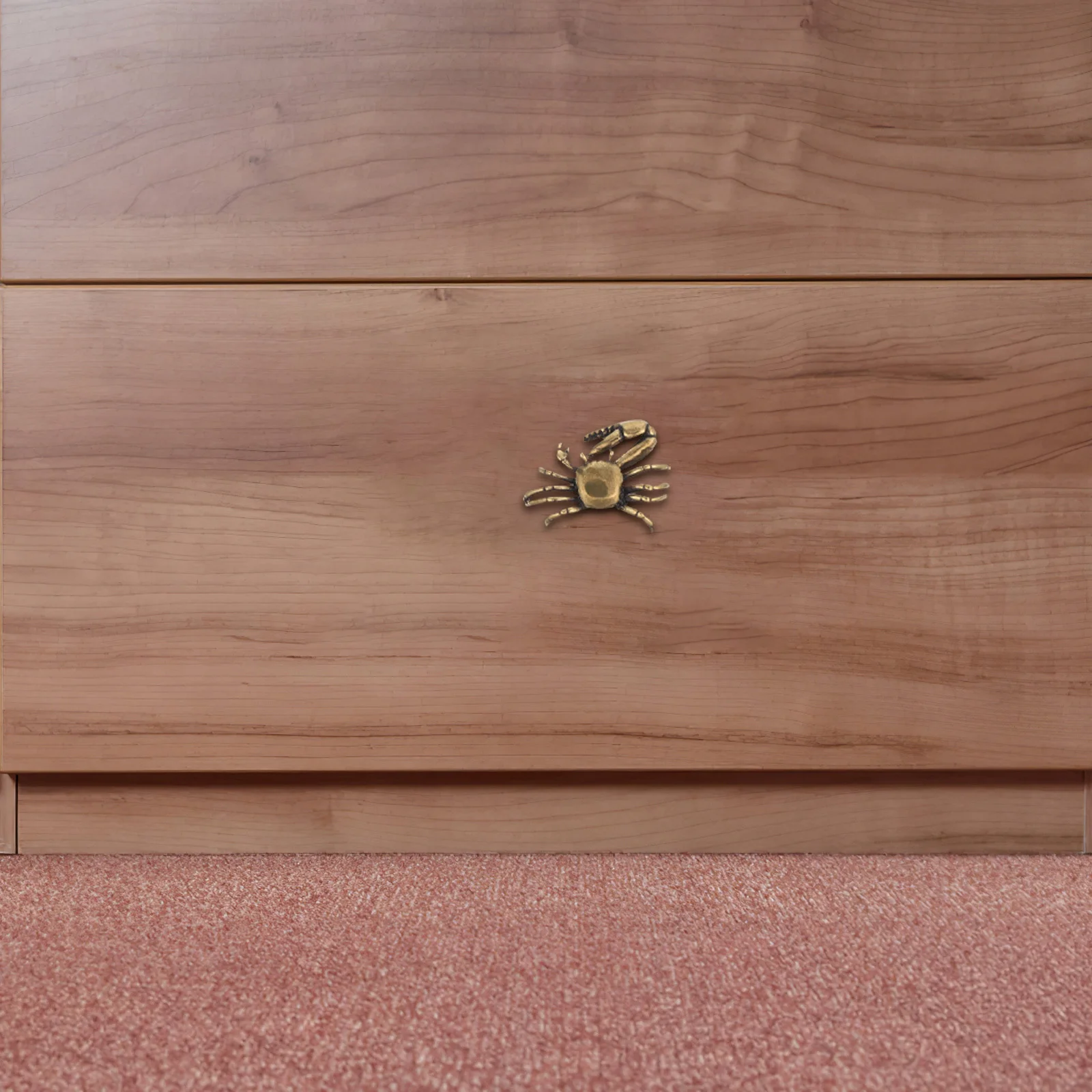

2 Pcs Creative Crab Door Handle Brass Cabinet Knobs Furniture Ocean Closet Hardware Light Brown Handles Pull