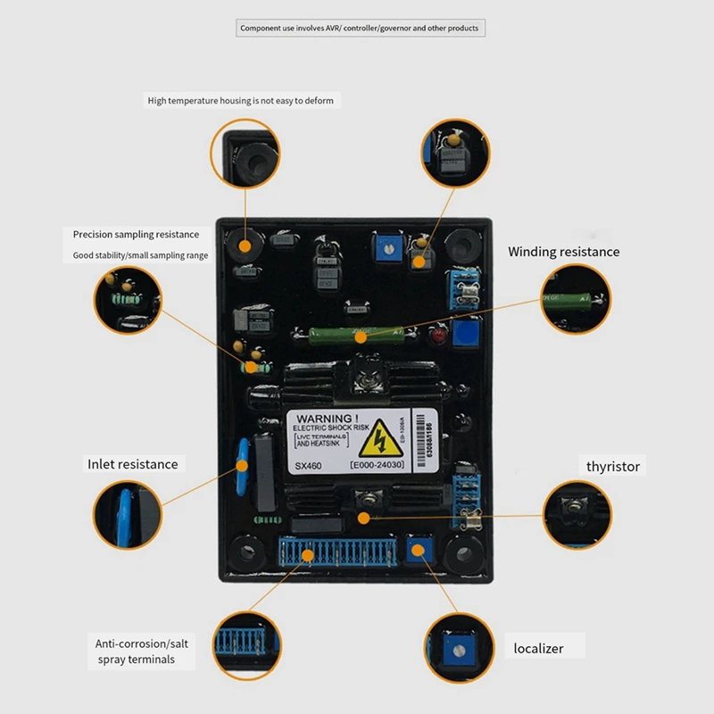 Pezzi di ricambio di ricambio per regolatore di tensione del generatore Sx440 Avr per generatori brushless da 500 Kw, tecnologia a montaggio superficiale