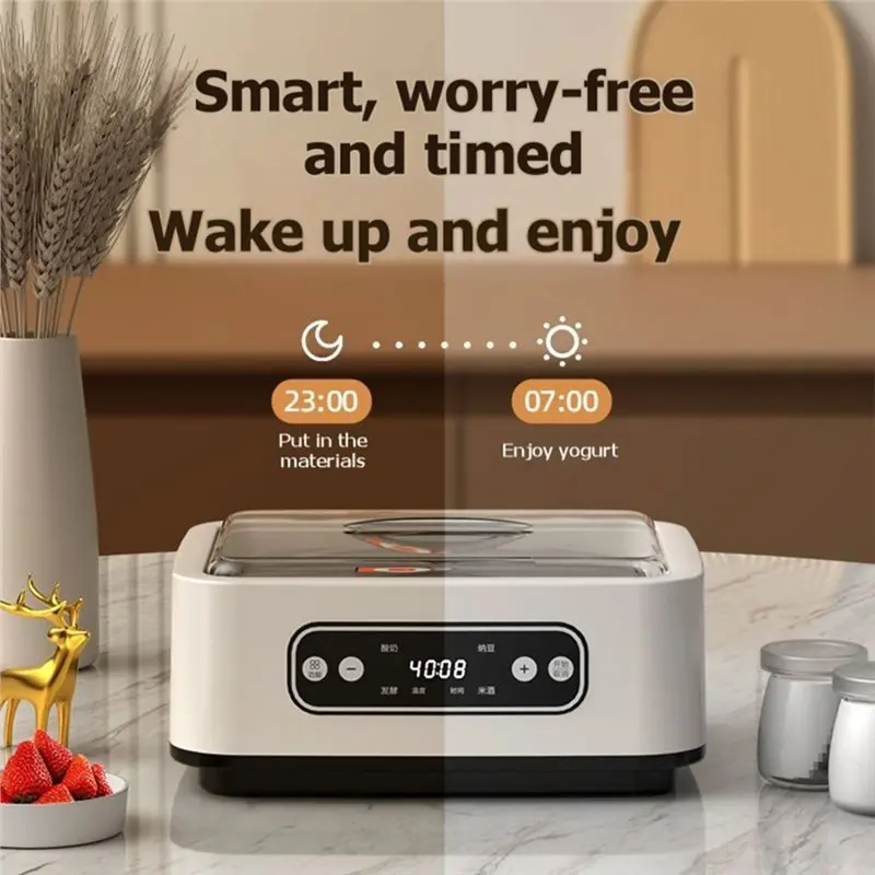 T27C Homemade Greek Yogurt Maker 1.6L, 9 Jars Included, Temp Control& Smart Timer, LED Display, AU Plug