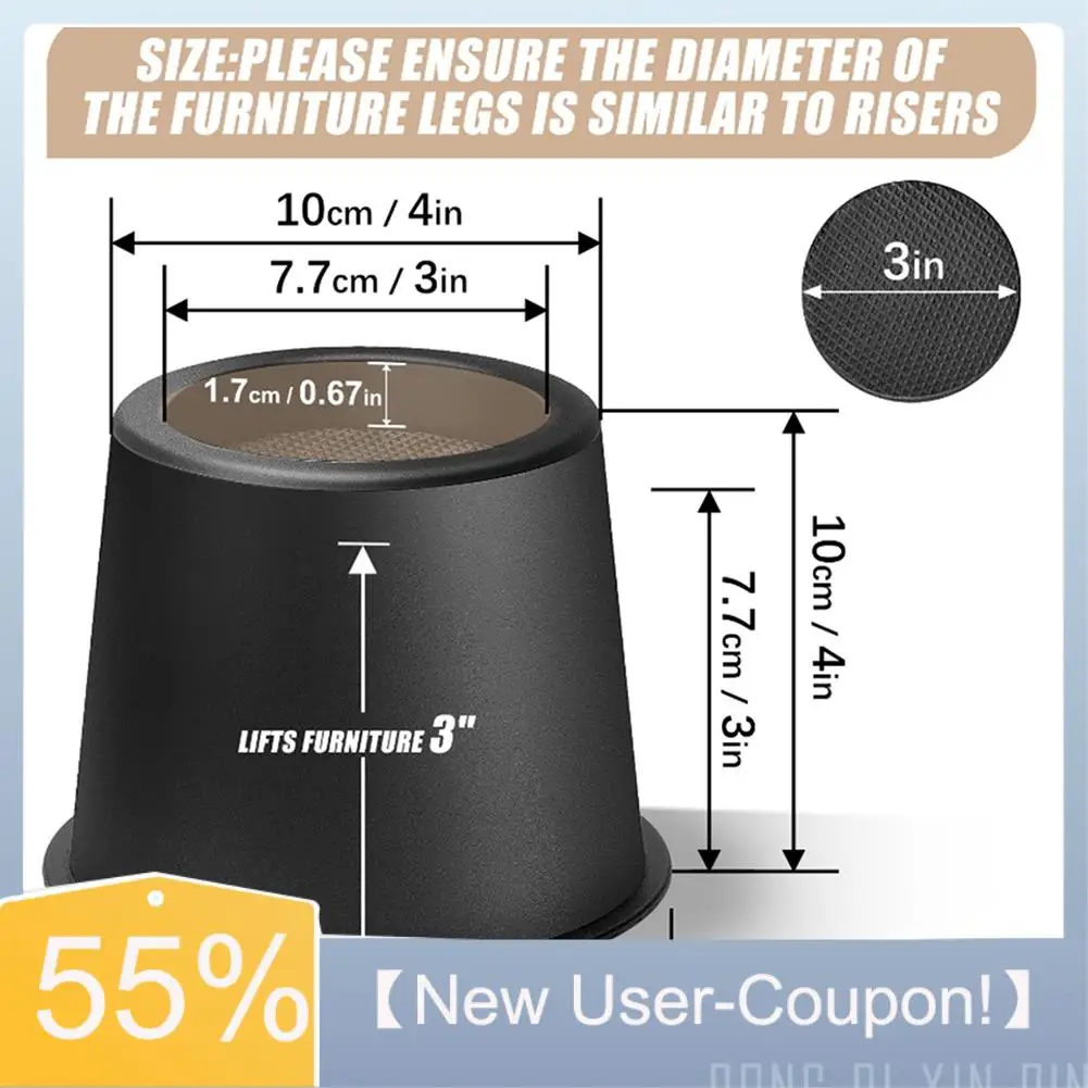 A81M New- Furniture Risers 4 Inch Bed Risers Heavy Duty For Table Desk Couch Chair Sofa Cabinet Bed Frame Dorm