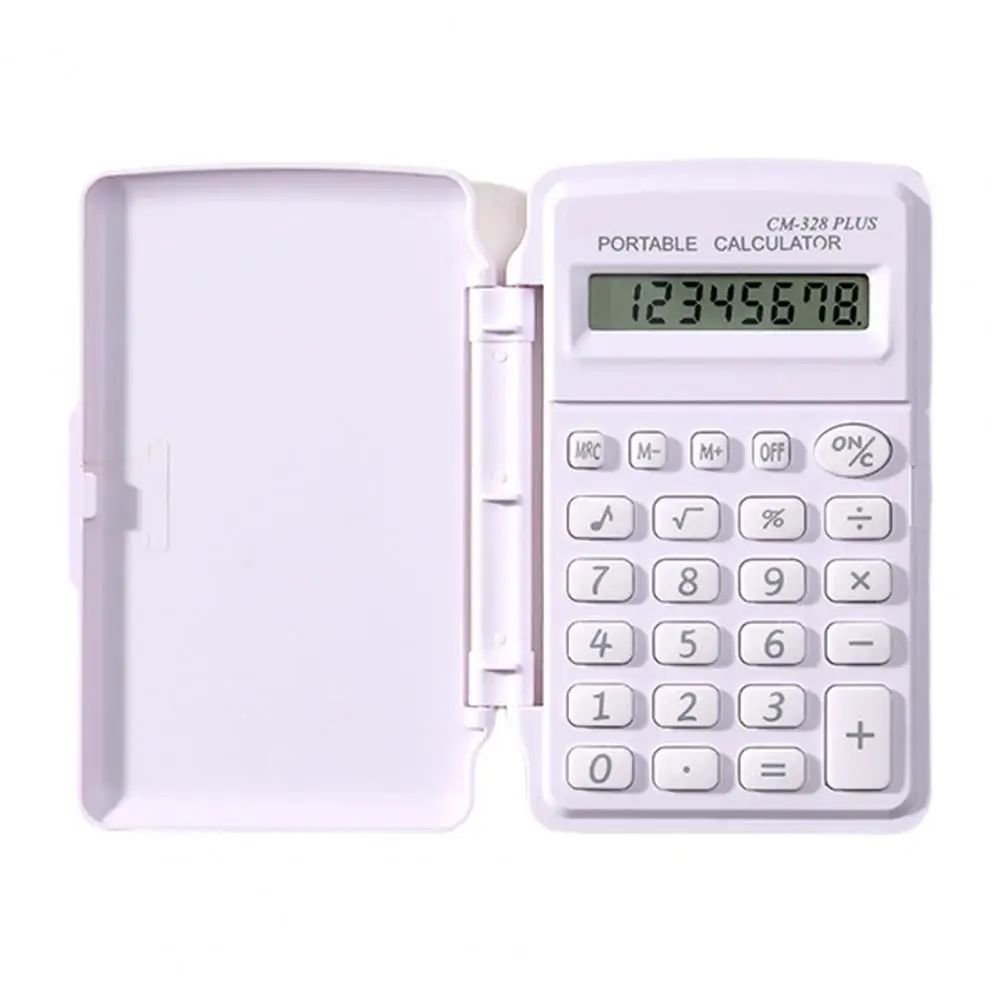 Calculadora de escritório portátil, a pilhas, Mini calculadora com display LCD, botões grandes, tampa flip de 8 dígitos