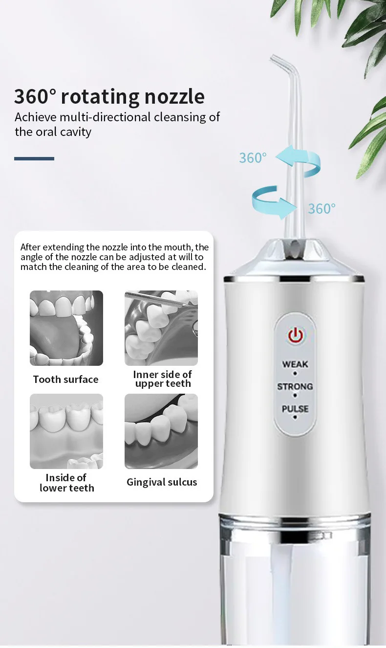 USB Portable Water Flosser 240ML Oral Irrigator with 4 Nozzles Dental Cleaning Jet Tool for Teeth Pick Mouth Oral Cleaning Agent
