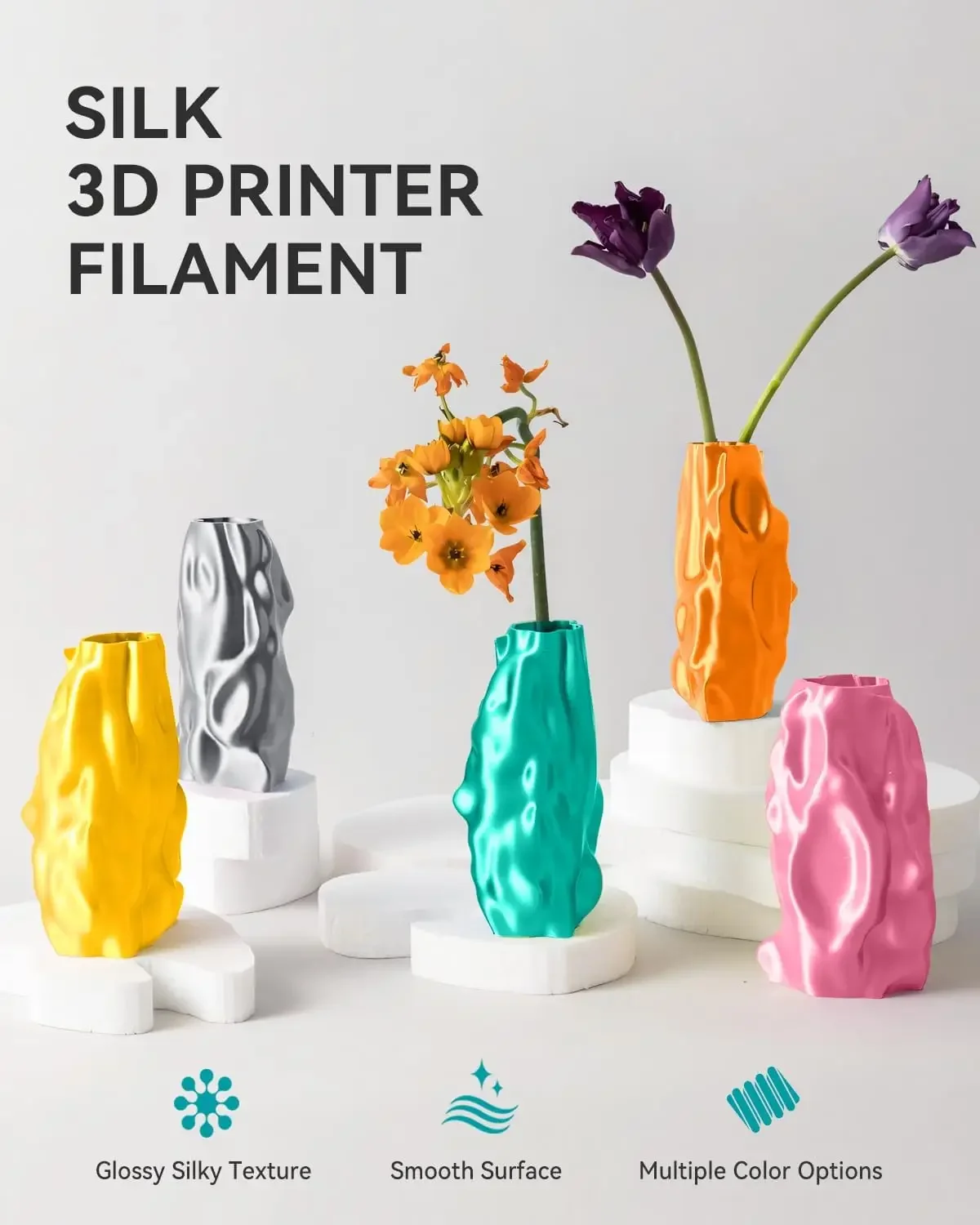 SUNLU Silk PLA PLUS Filament 3D 1,75 mm Wielokolorowy, Wysoki Połysk, Gładka Jedwabista Powierzchnia, PLA Silk do Większości Drukarek 3D FDM, 3 kg — zdjęcie produktu 2