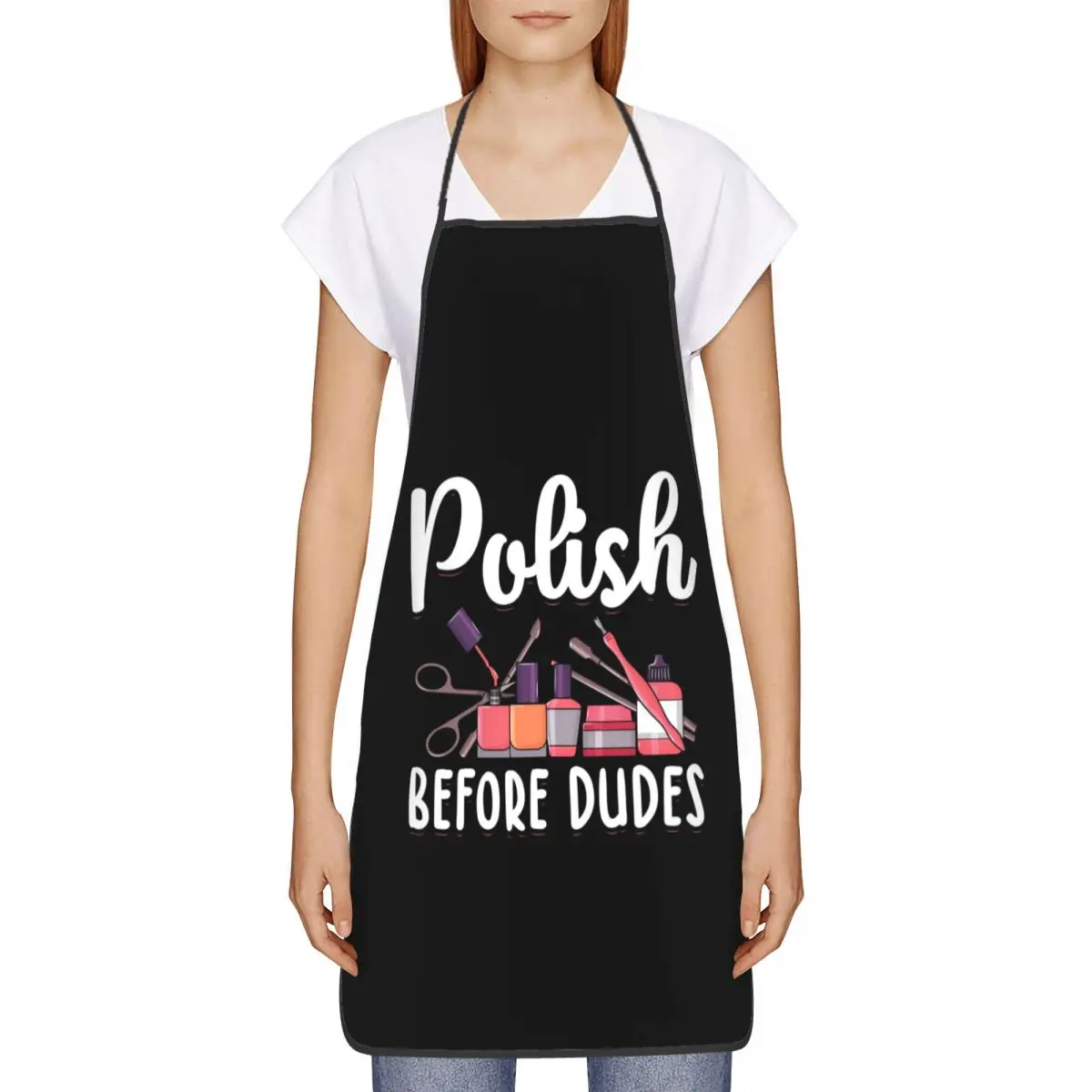 Nail Polish Before Dudes Apron Women Men Unisex Bib Nail Artists Cosmetic Cooking Kitchen Tablier Cuisine Chef Gardening