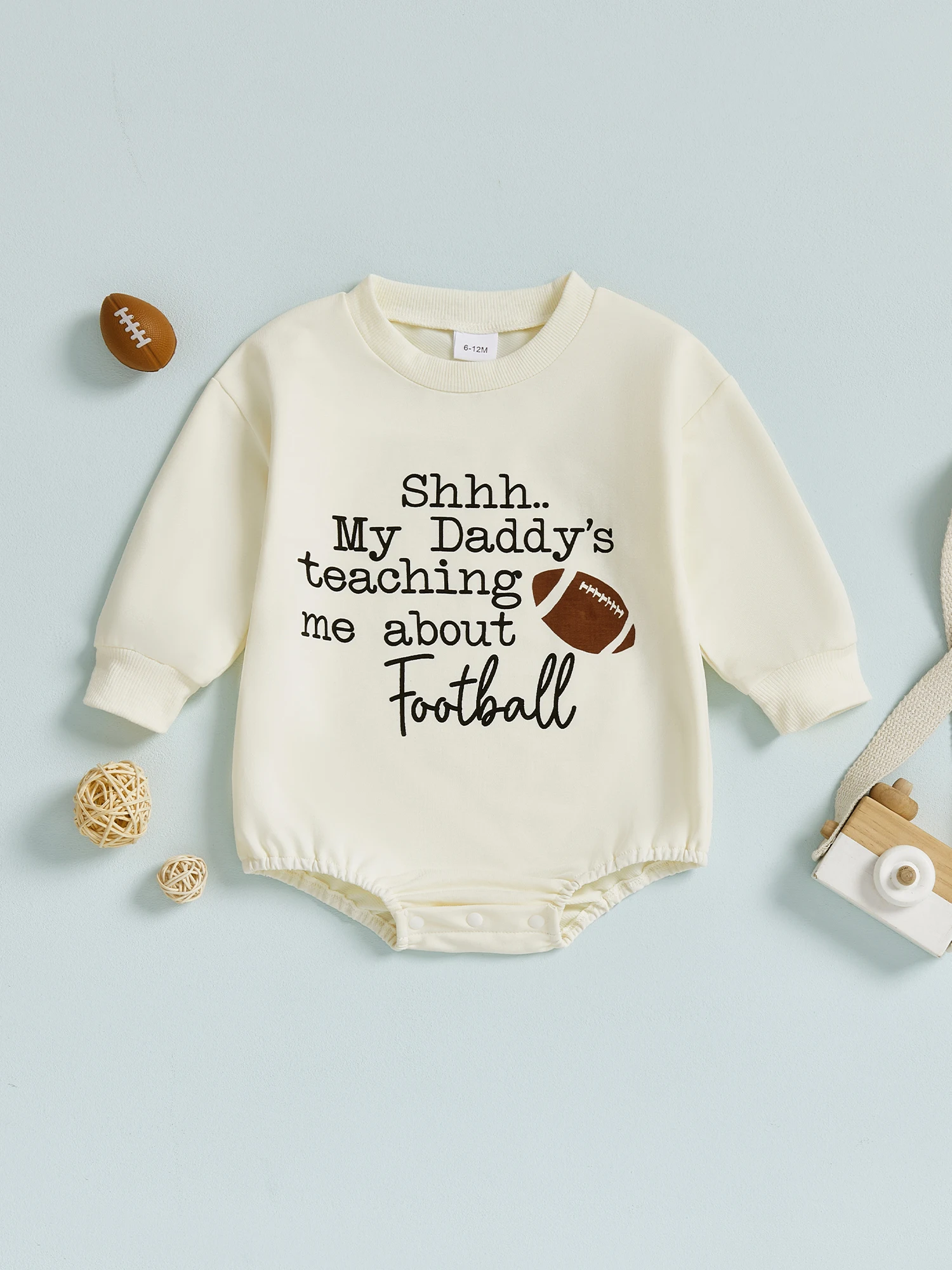 

Infant Soccer Jumpsuit with Long Sleeves and Crew Neck Adorable Letter Print for Baby Boys and Girls Autumn Newborn