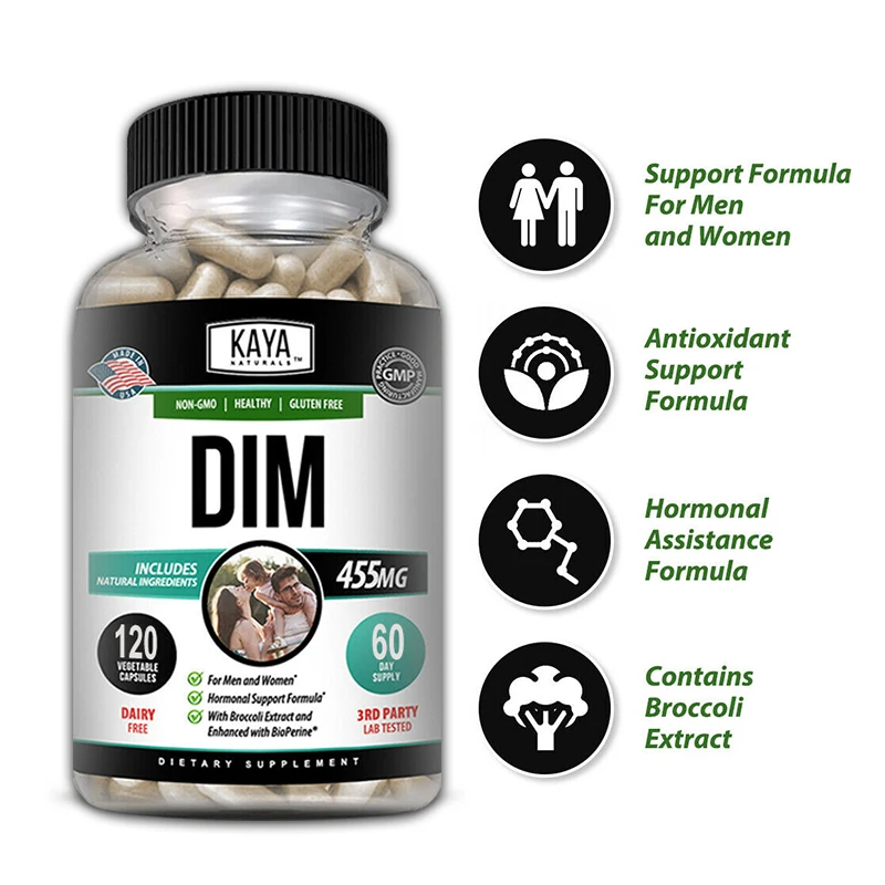 Diindolylmethane Dim Supplement - 455mg DIM Men\'s and Women\'s Bioregulatory Balance Supplement, Menopause and Metabolism Support