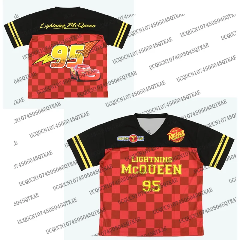 

Новая футбольная майка с v-образным вырезом Lightning McQueen No 95, мужская и женская уличная одежда с героями мультфильмов, спортивная футболка большого размера в стиле Харадзюку для детей/взрослых
