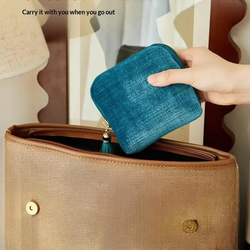 

5-слойная сумка для хранения ювелирных изделий, бархатная сумка для ювелирных изделий, сумки для часов, браслета, кольца, серьги, портативный дорожный футляр для ювелирных изделий