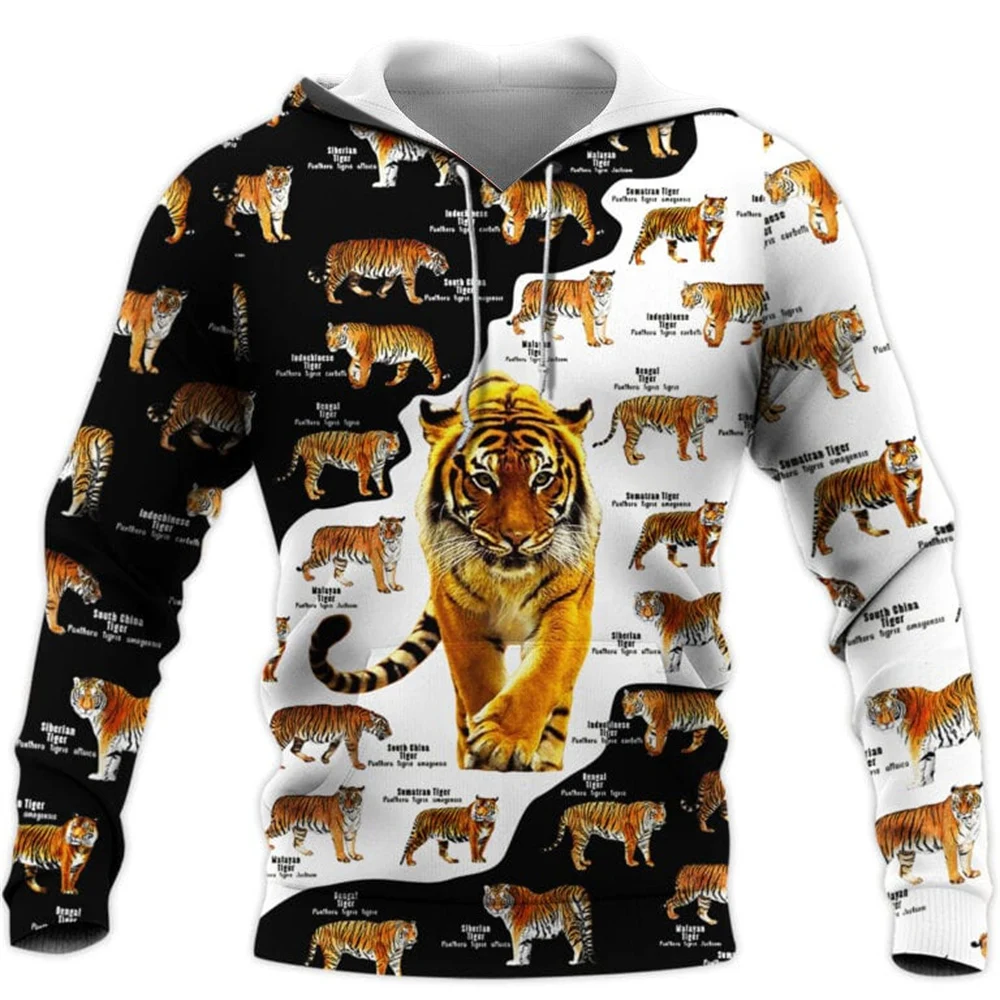 

CLOOCL Men Hoodie Animal Ferocious Tiger 3D All Over Printed Long Sleeves Hoodie Casual Sweatshirt Women Zipper Pullovers