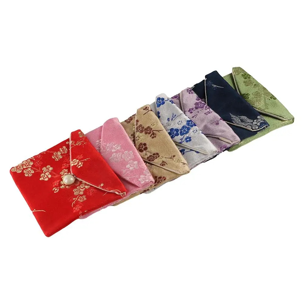 골동품 새틴 보석 가방 수 놓은 버클 지갑 꽃 팔찌 가방 보석 보관 가방 숙녀