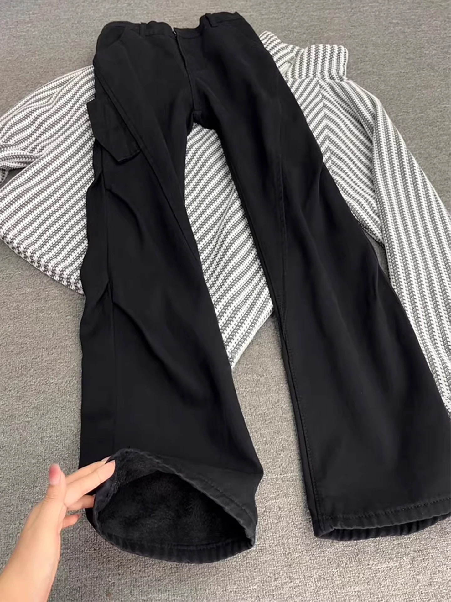 

Мужские зимние джинсы-клеш American Sle Fce Lined Slim Fit, прямые брюки в стиле High Street, рабочая одежда