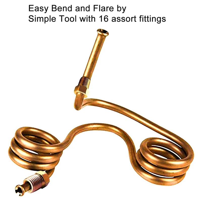 25 Ft 1/4 & 25 Ft 3/16 Brake Pipe Copper Brake Line Tubing Kit Brake Pipe With 32 Nuts Cold And Hot Water Copper Pipe