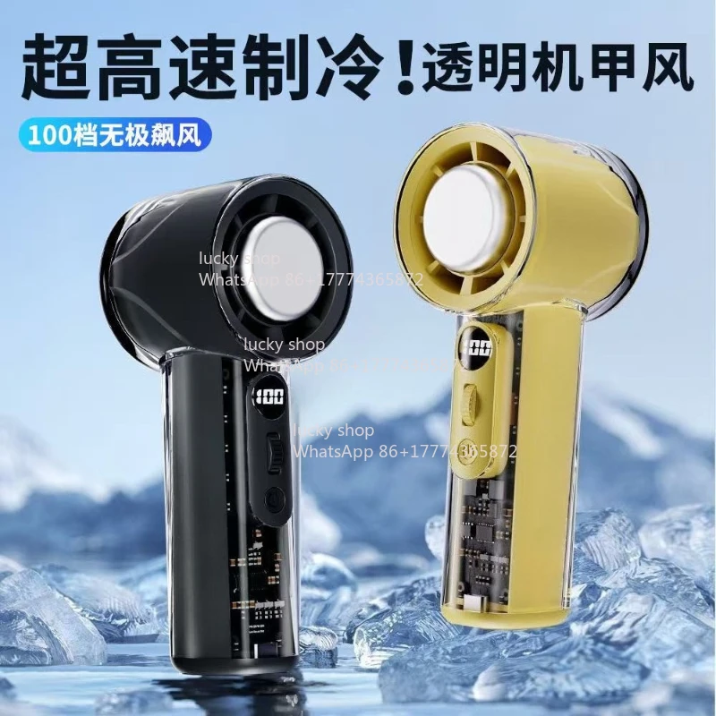 New Product Handheld Cold Compress Fan Outdoor Portable High-speed Small Fan Mini Transparent
