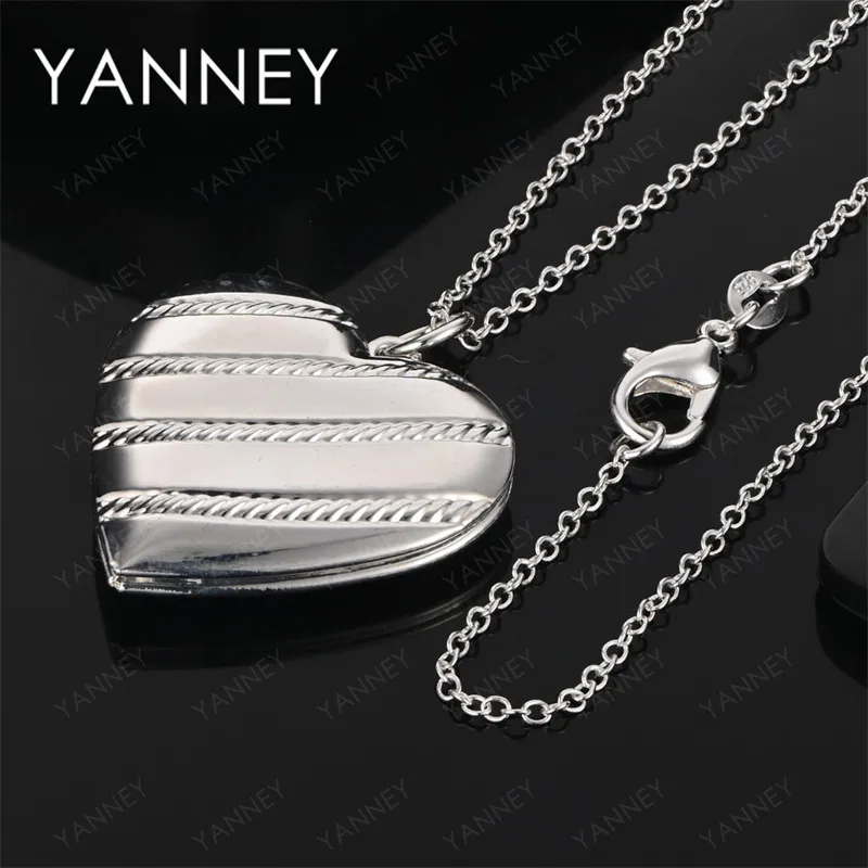 

925 Sterling Silver 16-30 Inch Beautiful Heart Shaped Women's Necklace Party Fashion Elegant Gift Wedding Luxury