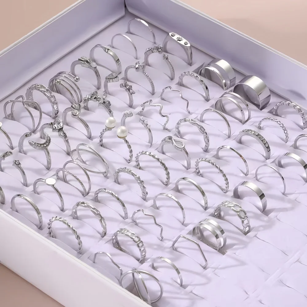22Pcs/Lot Random Stackable Ring Set Women Elegant Durable Fashion High-End Geometric Spiral Hollow Out As A Gift For Her Jewelry view 4