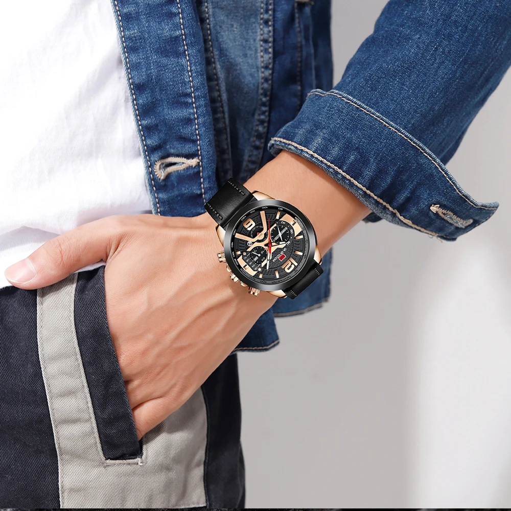 Pilot Calendar Quartz Men Wristwatch Chronograph Fashion Casual Watch Brand Aircraft Sports Military Army Brown Leather Watches
