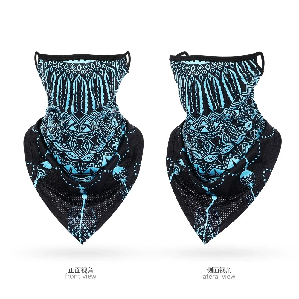 Ice Silk Balaclava Headband Printed Neck Gaiter Tube Mask Earloops Breathable Windproof Bicycle Face