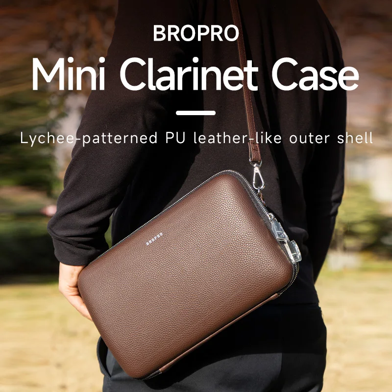 حقيبة كتف جلدية من Bropro B-Flat Clarinet حقيبة ظهر محمولة لتخزين الآلات الموسيقية