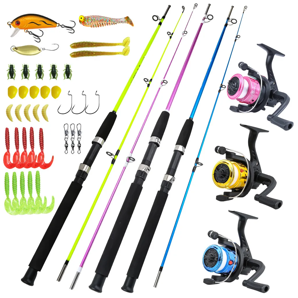 

Travel Fishing Rod fishing reel Set Soft Bait Swivel Hook Bait Complete Accessories