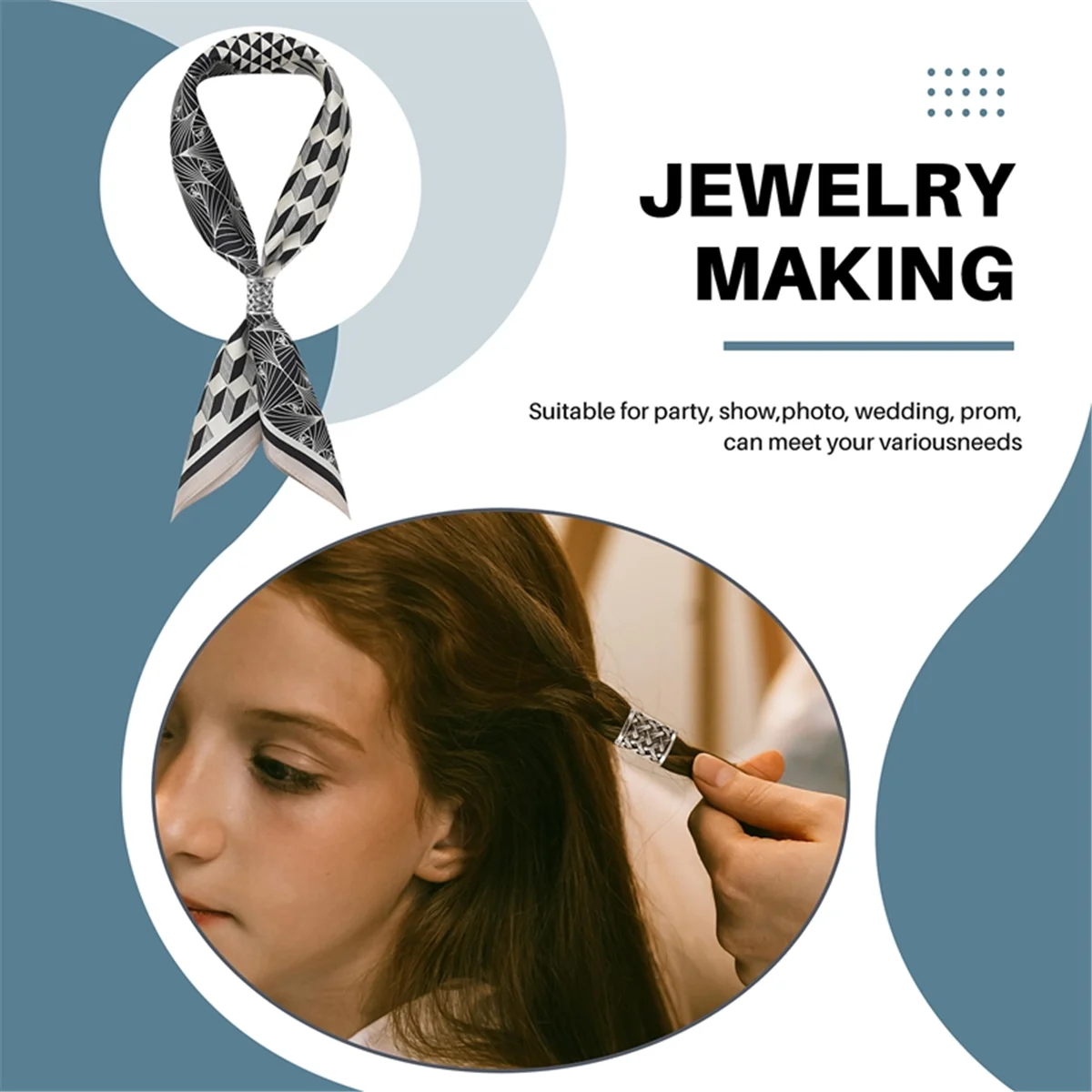 ABQR Vintage Bronzo Antico Treccia di Capelli Barba Dreadlock Perline Anelli Tubo Runa Vichinga Ciondolo con Fascino per Gioielli Collana Fai da Te