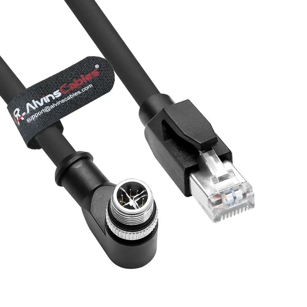 

Кабели Alvin's M12 X-Code 8-контактный штекерный кабель Ethernet RJ45 для камеры Cognex Keyence, высокогибкий кабель Cat6a для промышленного применения