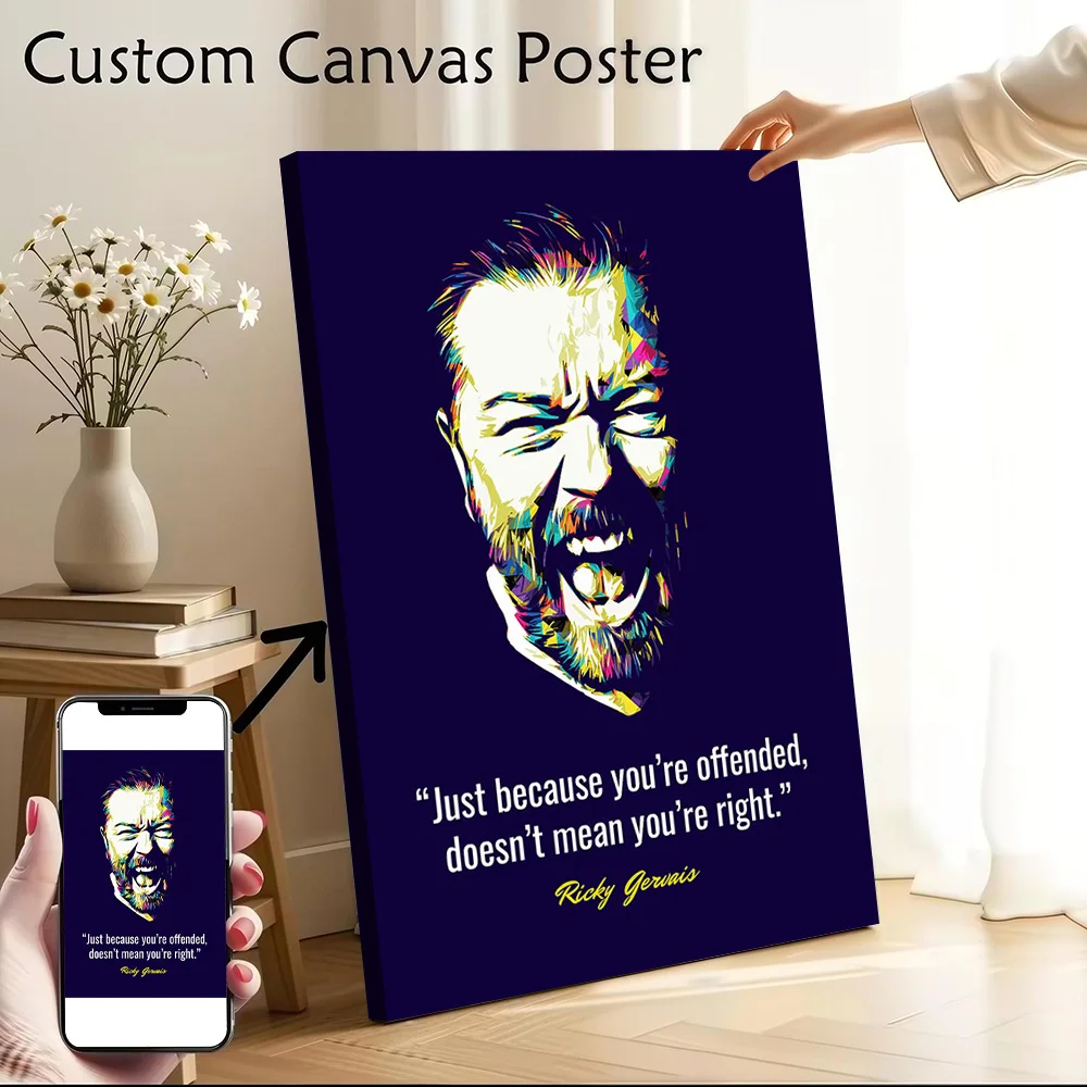 Ricky Gervais Quotes Printed Canvas Poster Personalized High Quality Wall Art Paintings for Room Decorations Bedroom Decoration