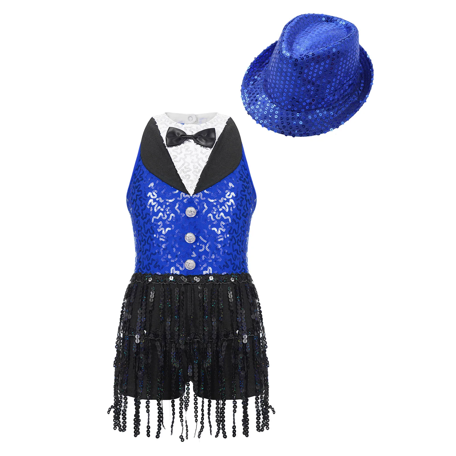 Kids Latin Ballet Leotard Dancing Competition Performance Costume Girls Sequins Rave Hip Hop Jazz Dance Dress Tassel Jumpsuit view 3