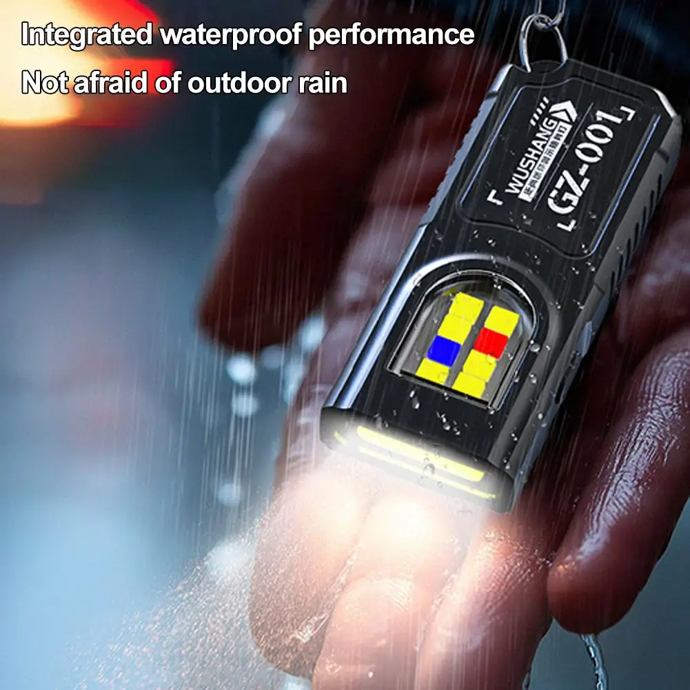 Key USB Rechargeable LED MINI Flashlight Portable Tail Magnet Flashlight Super Bright Camping Lantern Side COB Emergency Light