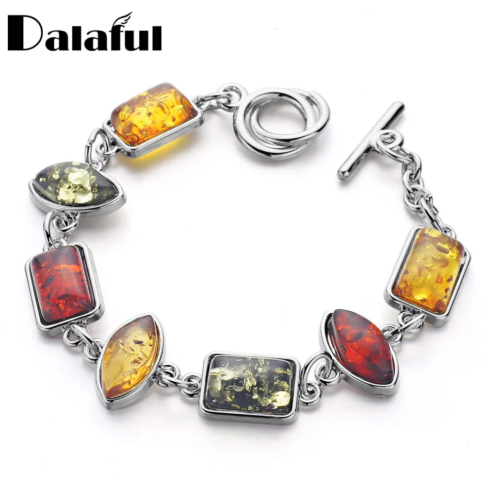 Gracious Baltic Simulated Synthetic Honey Multicolor Chic Link Bracelets & Bangles Bracelets For Women L81301