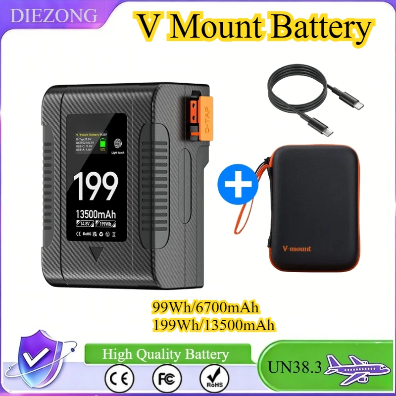 

V Mount Battery BP-99 V Lock BP Portable Bateria with PD 65W Fast Charge Port for Sony Camcorder Camera Video Light Black magic