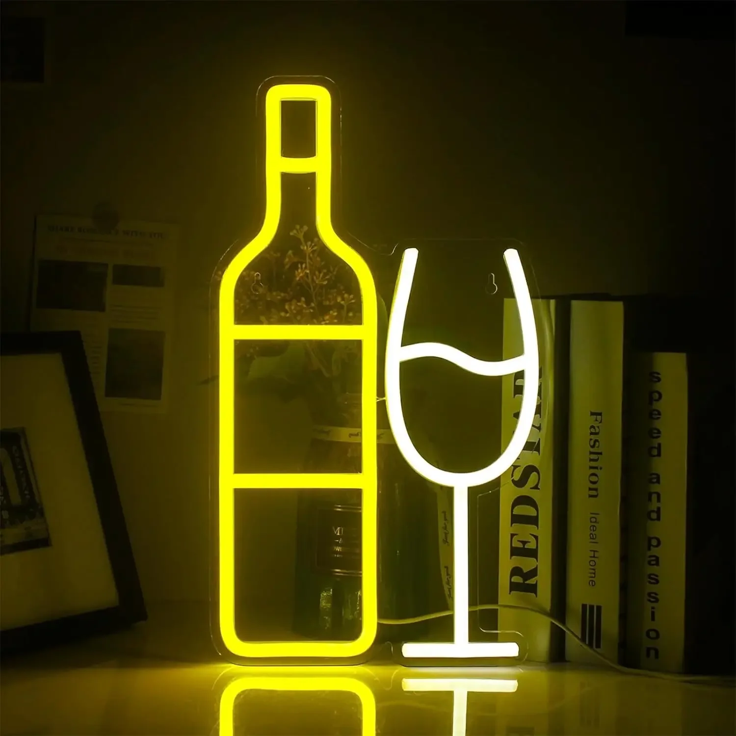 Wine Bottle Glass Neon Sign LED Wall Art USB Powered Glow Lamp Bar Theme Decor Kitchen Dining Room Party Aesthetic Hanging Light