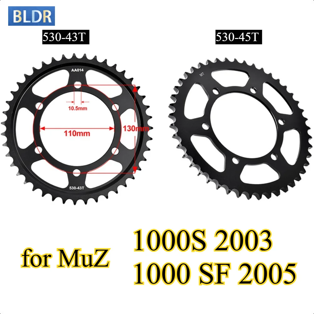 530-43T 45T Motorcycle Accessories Front Rear Sprocket Gear Wheel Kit for MuZ 1000S 2003 1000 SF 2005