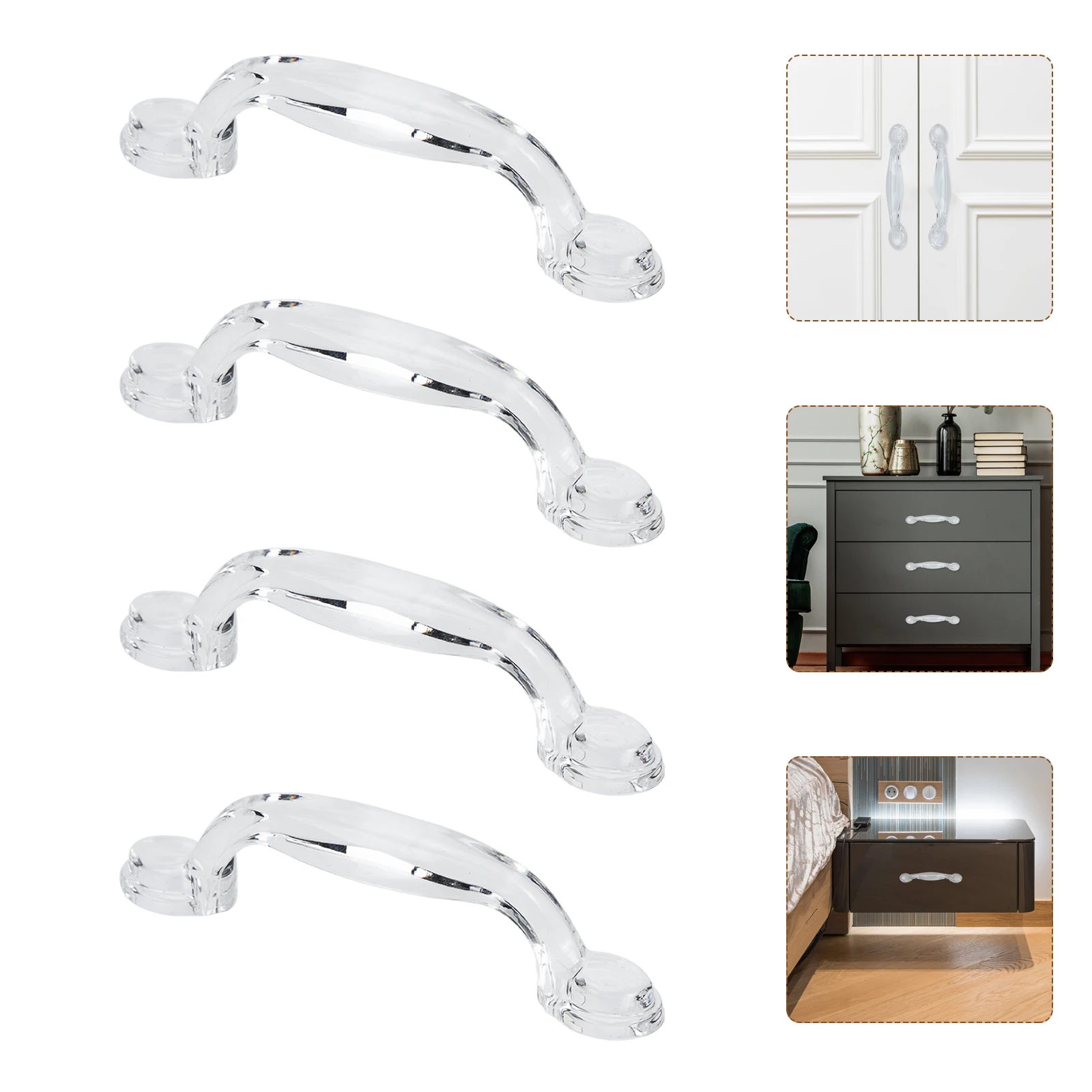 

8 pcs Crystal Cabinet Door Handles Arc Design Acrylic Wardrobe Pulls Rustproof Durable Drawer Knobs Closet Handles Bow Shape