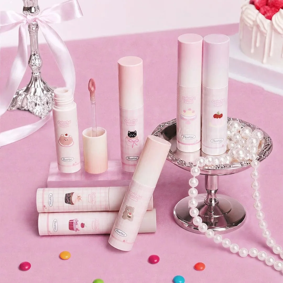 FLORTTE Lip Cream Hydrating Nude Velvet Liquid Lipstick, матовая жемчужная помада, стойкая, нелипкая, корейская косметика