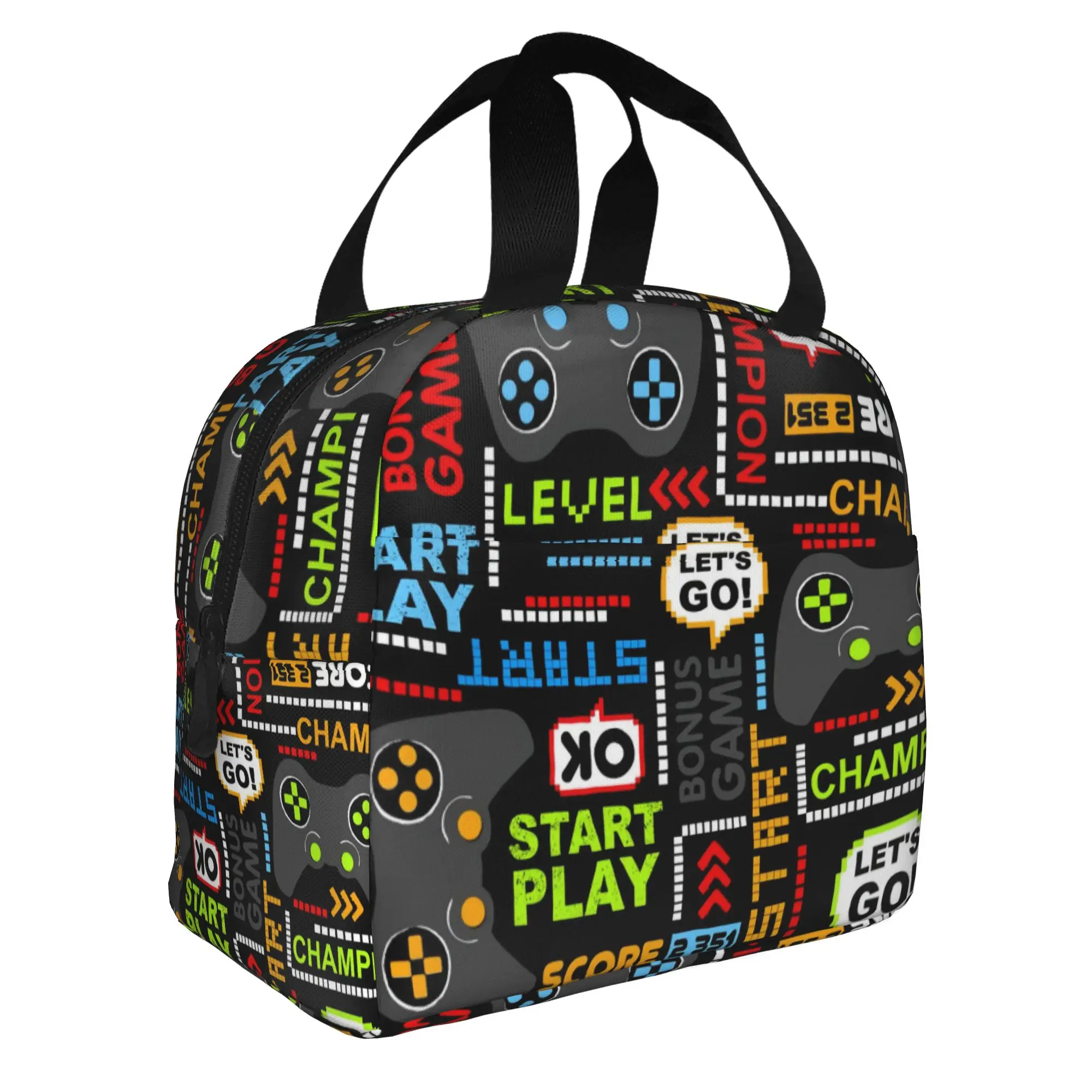 

Video Joystick Game Gamer Play Gaming Lunch Bag Men Women Thermal Cooler Insulated Lunch Box for School