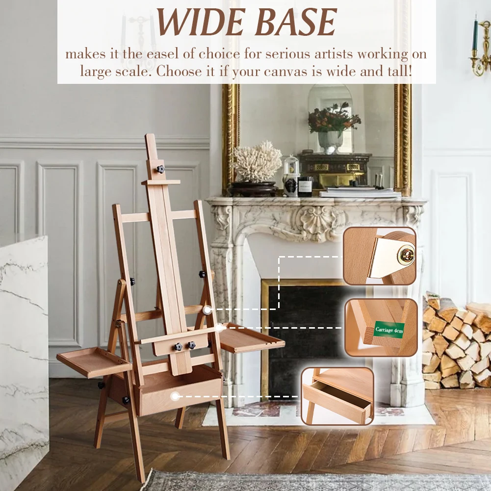 

Beech Multifunctional Easel with Drawer Tray Foldable Flat Easel Foldable Adjustable Easel for Children Sketch Oil Painting