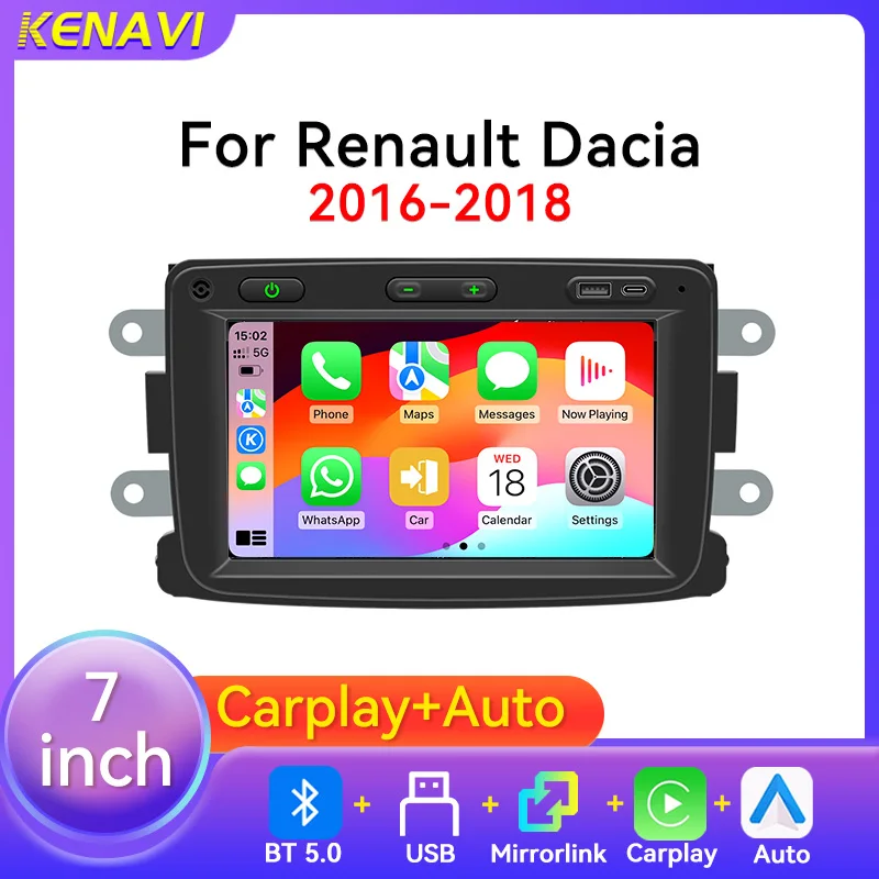 Car Stereo Radio MP5 Multimedia Player Wireless Carplay Android Auto FM RDS BT SWC USB For Renault Dacia 2016-2018 Car Head Unit