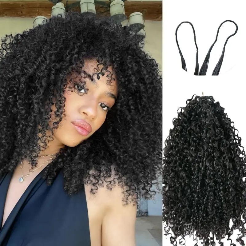 

Kinky Curly Crochet Human Hair Knotless Pre-Separated Crochet Hair Extensions 100% Human Hair Full Head Brazilian Hair For Women