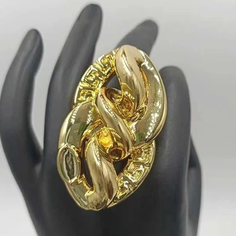 

Stylish New In Gold Color Flower Big Rings for Women Fashion Bridal Engagement Wedding Ring Set Jewelry Gift