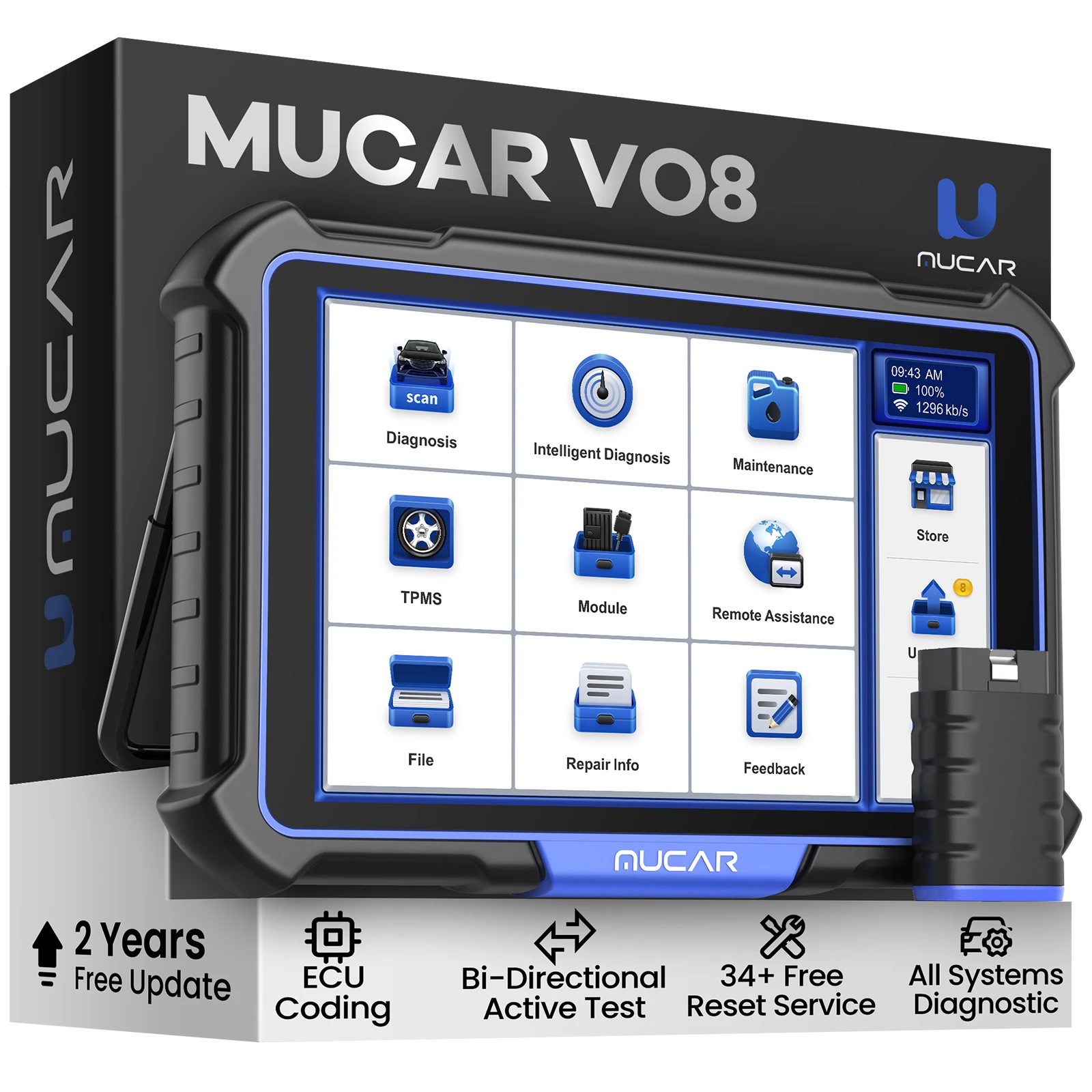 

MUCAR VO8 Best Professional Car Diagnostic Tool Obd2 Scanner Auto Bidirectional Scan Tools ECU Coding 34 Reset Free Update