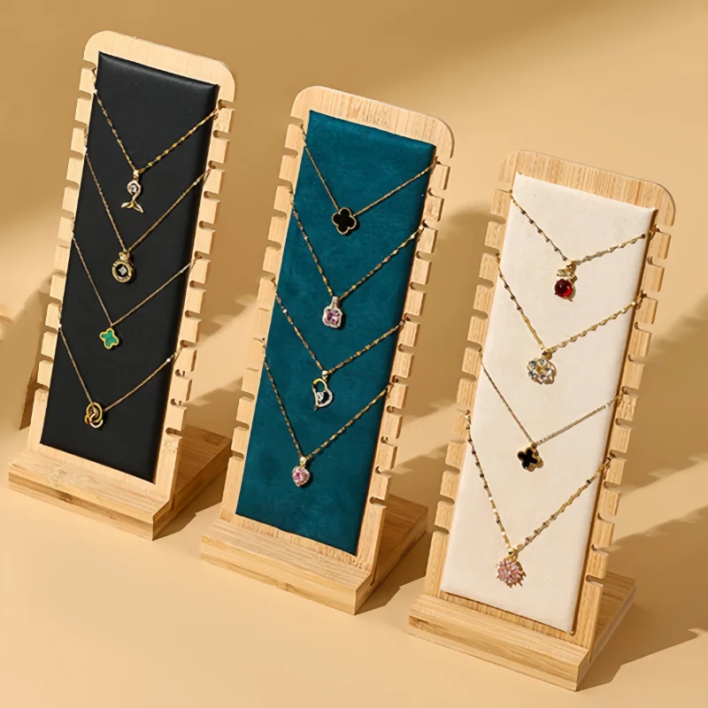 

1/2 шт. бамбуковая вертикальная подставка для ювелирных изделий, подходит для продажи ювелирных изделий и семейного демонстрации ожерелья.