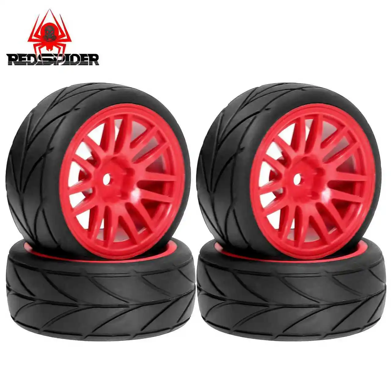 4-teiliges RC-Drift-Rad- und Reifen-Set, 12-mm-Sechskant, Gummi, universell passend für Traxxas, HSP, Tamiya, HPI, Kyosho On-Road-Drift-Autos