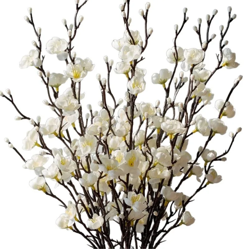 21.65 بوصة زهر البرقوق الأبيض الاصطناعي زهرة صناعية صغيرة Wintersweet لترتيب ديكور المنزل على الطراز الصيني