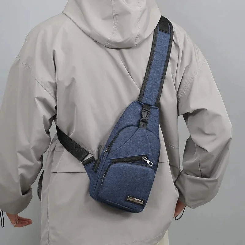Men Casual Canvas Chest Pack Lightweight Crossbody Sling Bag Shoulder Bike Cycling Travel Daypack