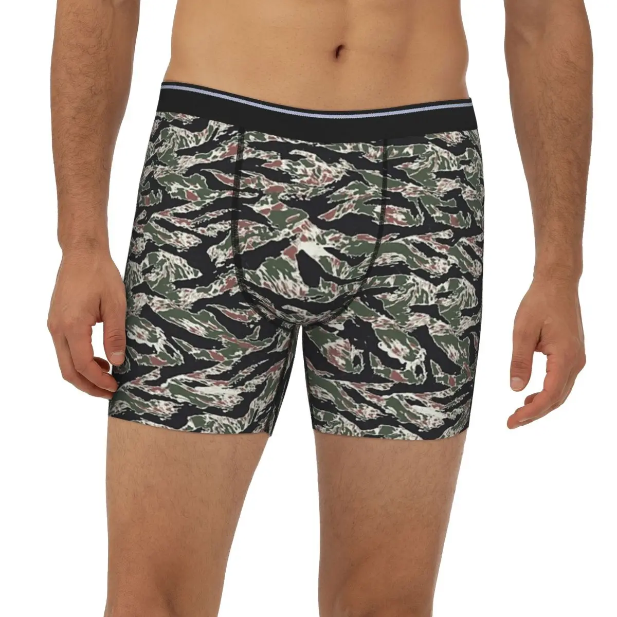 

Tiger Stripe Camouflage Military Camo Long Boxer Underpants Short Male Panties Ventilate Underwear for Homme Man Boyfriend Gift
