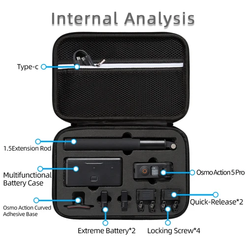 Imagen 2 del producto Bolsa de almacenamiento DJI Osmo Action 5 Pro, bolsa de protección Digital para cámara deportiva, bolso portátil de viaje para prevención de caídas Osmo Action 5 Pro