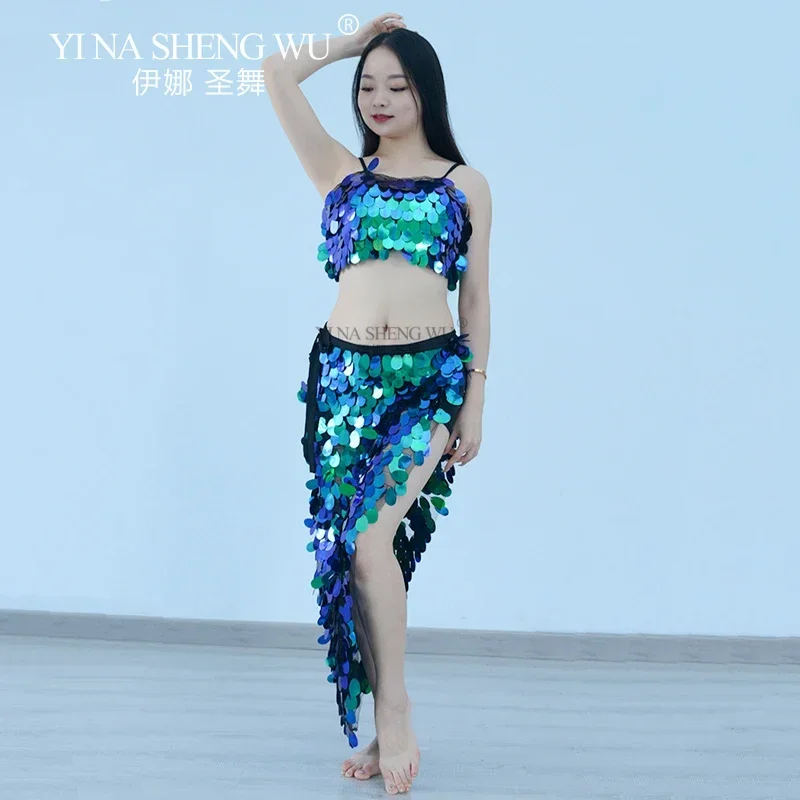 

Профессиональный костюм для восточных танцев для женщин: комплект с пайетками (бюстгальтер и поясной платок), сексуальный наряд для сценических выступлений и вечеринок